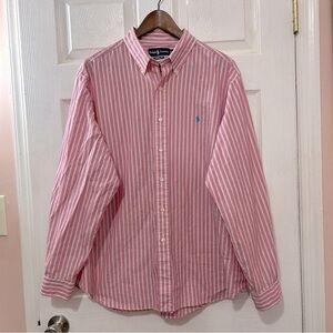 POLO Ralph Lauren Button Down Mens Striped Pink Blue Size XXL